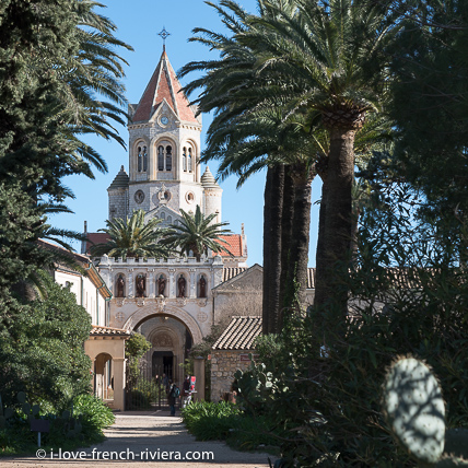 The abbey church of the Lrins abbey on the Saint-Honorat island off Cannes and La Napoule